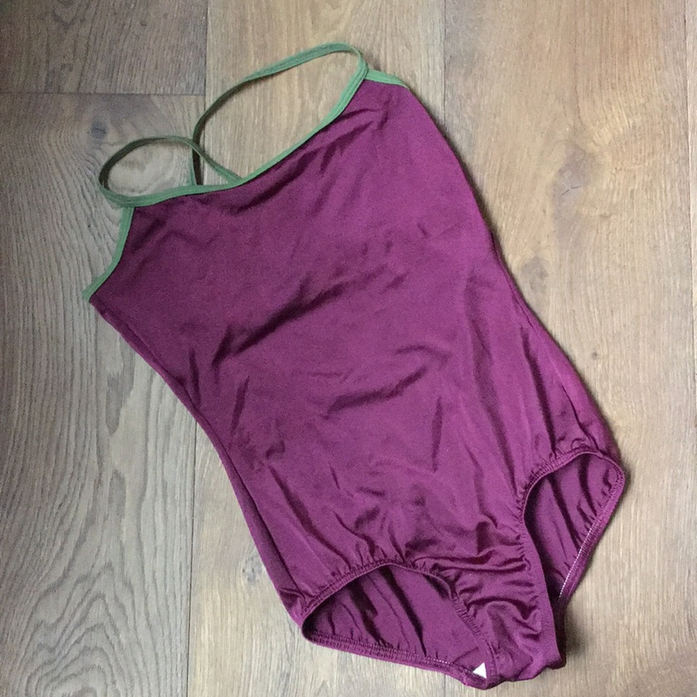 Burgundy and olive leotard